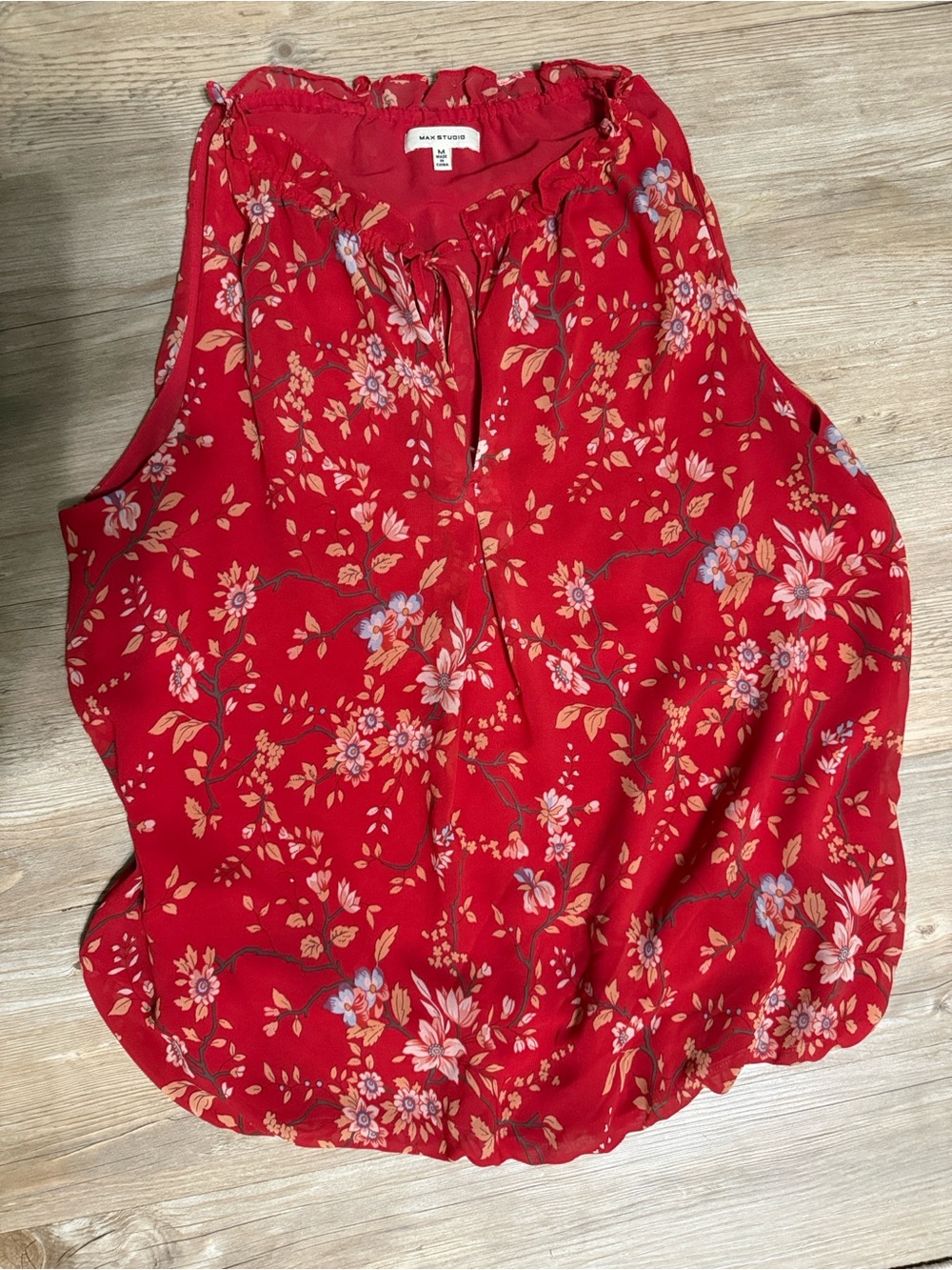 Max Studio Red Floral Sleeveless Camisole